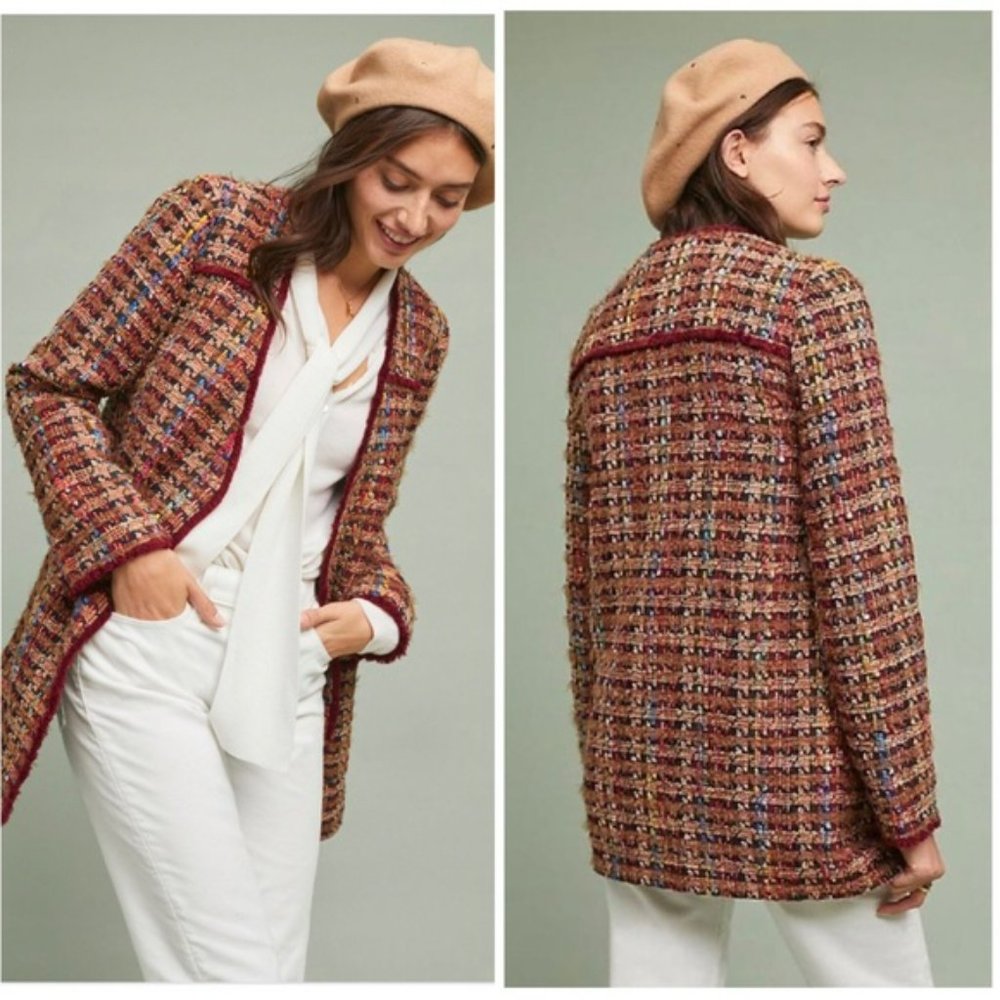 Anthropologie Harlequin Tweed Blazer S